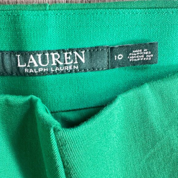 Vintage Lauren Ralph Lauren Women Pants Size 10 Green Cotton Elastin Elastic - Picture 4 of 11